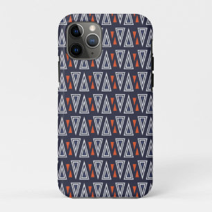 Dark Blue and Red Geometric Triangles Pattern iPhone 11 Pro Hoesje