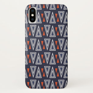 Dark Blue and Red Geometric Triangles Pattern iPhone X Hoesje