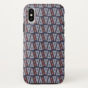Dark Blue and Red Geometric Triangles Pattern iPhone X Hoesje