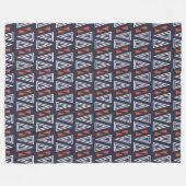 Dark Blue and Red Geometric Triangles Pattern Fleece Deken (Voorkant (Horizontaal))