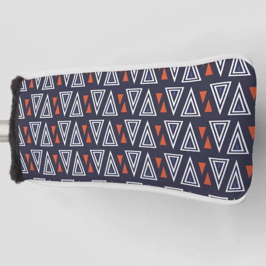 Dark Blue and Red Geometric Triangles Pattern Golfheadcover (Voorkant)