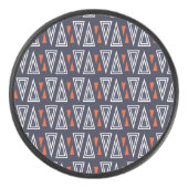 Dark Blue and Red Geometric Triangles Pattern Hockey Puck (Voorkant)