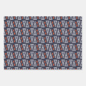 Dark Blue and Red Geometric Triangles Pattern Inpakpapier Vel (Voorkant 2)
