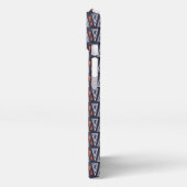 Dark Blue and Red Geometric Triangles Pattern iPhone Hoesje (Linkerkant)