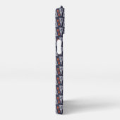 Dark Blue and Red Geometric Triangles Pattern iPhone Hoesje (Rechterkant)