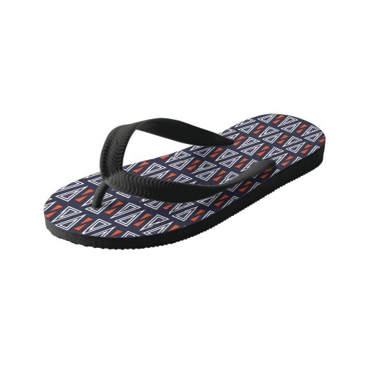 Dark Blue and Red Geometric Triangles Pattern Kinder Teenslippers (Schuin)
