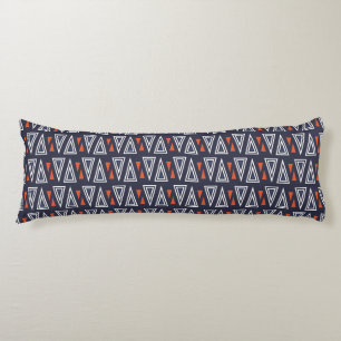 Dark Blue and Red Geometric Triangles Pattern Lichaamskussen