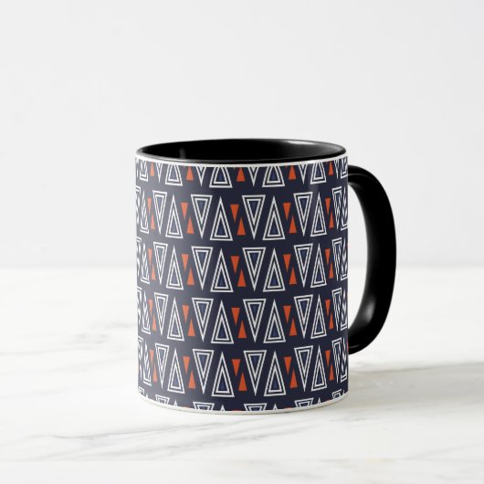 Dark Blue and Red Geometric Triangles Pattern Mok (Voorkant rechts)