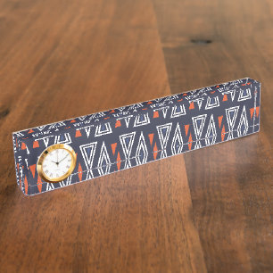 Dark Blue and Red Geometric Triangles Pattern Naambordje