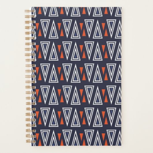 Dark Blue and Red Geometric Triangles Pattern Planner (Voorkant)