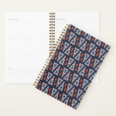 Dark Blue and Red Geometric Triangles Pattern Planner (Display)