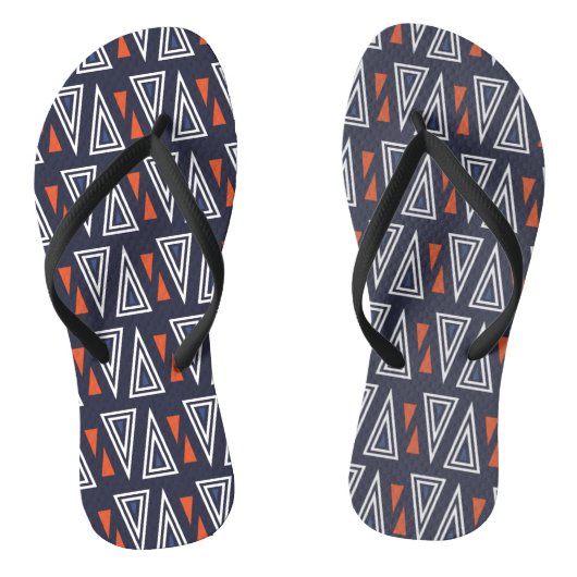 Dark Blue and Red Geometric Triangles Pattern Teenslippers (Voetbed)