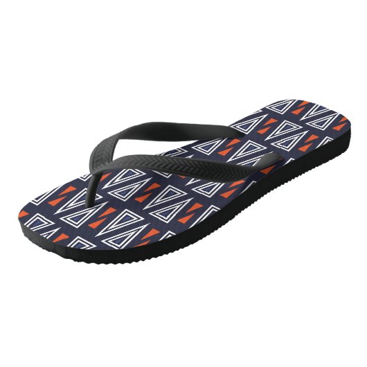 Dark Blue and Red Geometric Triangles Pattern Teenslippers (Schuin)