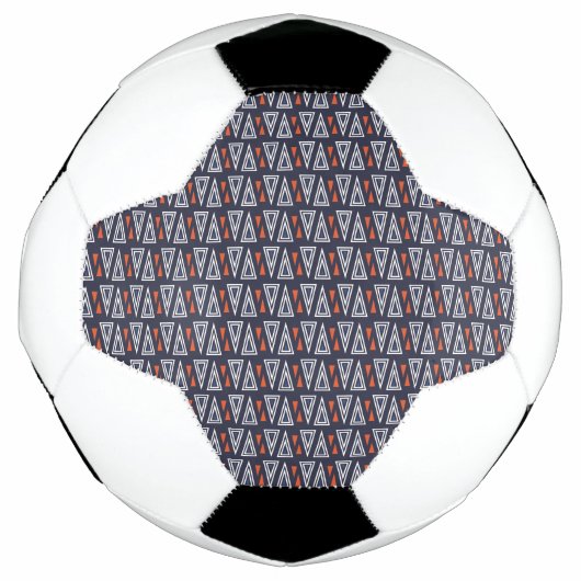 Dark Blue and Red Geometric Triangles Pattern Voetbal (Voorkant)