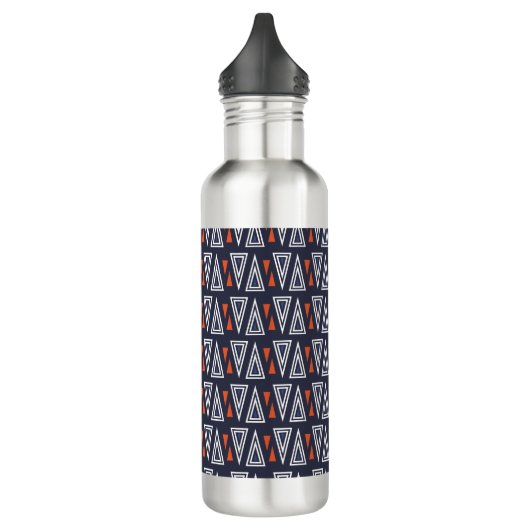 Dark Blue and Red Geometric Triangles Pattern Waterfles (Links)