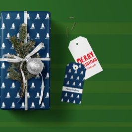 Dark Blue and White Christmas Tree Design Cadeaulabel