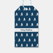 Dark Blue and White Christmas Tree Design Cadeaulabel (Voorkant)