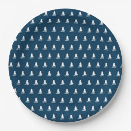 Dark Blue and White Christmas Tree Design Papieren Bordje