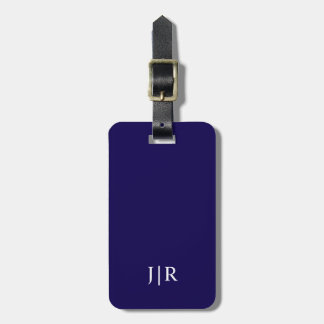 Dark blue And whiteI Modern Monogram Luggage Tag Bagagelabel