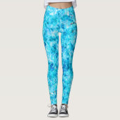 Dark Blue Aqua Turquoise Polygon Art Pattern Leggings (Voorkant)