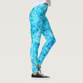 Dark Blue Aqua Turquoise Polygon Art Pattern Leggings (Rechts)