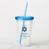 Dark Blue Bar Mitzvah, op maat gesneden Acryl Drinkbeker (Achterkant)