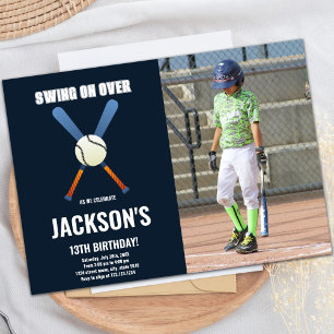 Dark Blue Baseball Invitations Anniversaire avec p