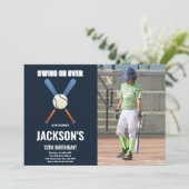 Dark Blue Baseball Invitations Anniversaire avec p (Debout devant)
