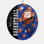 Dark Blue Basketball personaliseren Keramisch Ornament (Links)
