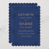 Dark Blue Beach Wedding Invitation (Devant / Derrière)