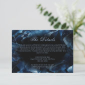 Dark Blue Boho Witch Crystals Black Wedding Informatiekaartje (Staand voorkant)