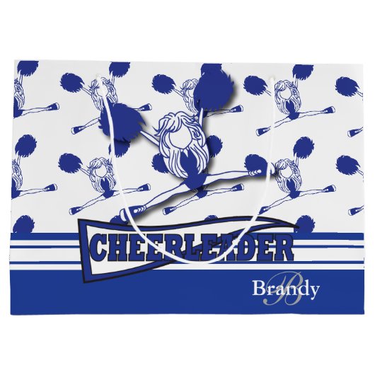 Dark Blue Cheerleader personaliseren Groot Cadeauzakje (Achterkant)