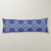 Dark Blue Chinoiserie - Geschilderd China Pattern Lichaamskussen (Achterkant)