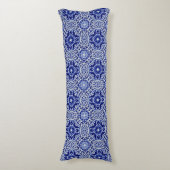 Dark Blue Chinoiserie - Geschilderd China Pattern Lichaamskussen (Voorkant Verticaal)