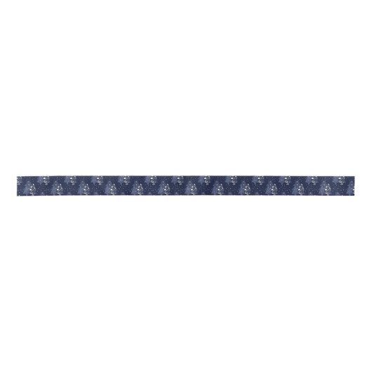 DARK BLUE CHRISTMAS WINTER FOREST MONOGRAM LINT (Voorkant)