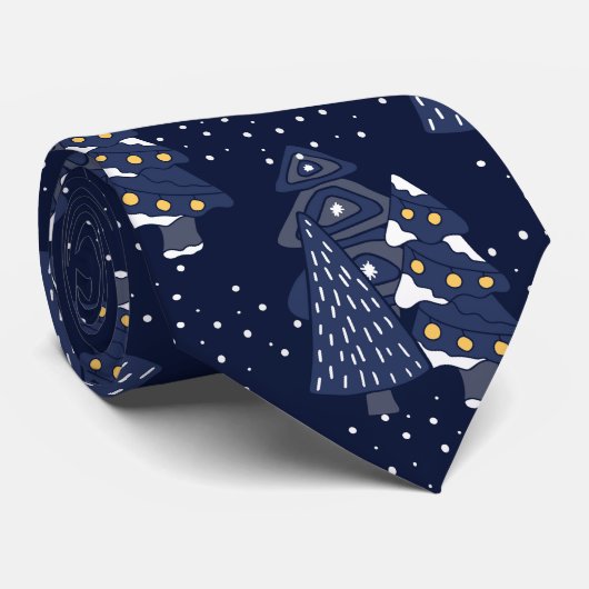 DARK BLUE CHRISTMAS WINTER FOREST MONOGRAM STROPDAS (Opgerold)