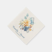 Dark Blue Cub-Flower: Personalized Wedding Napkins Servet (Hoek)