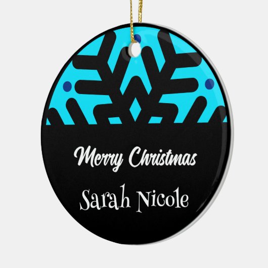 Dark Blue Custom Snowflake Christmas Ornament (Links)