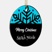 Dark Blue Custom Snowflake Christmas Ornament (Rechts)