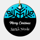 Dark Blue Custom Snowflake Christmas Ornament (Achterkant)