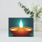 Dark Blue Diwali Candlelight Briefkaart (Staand voorkant)