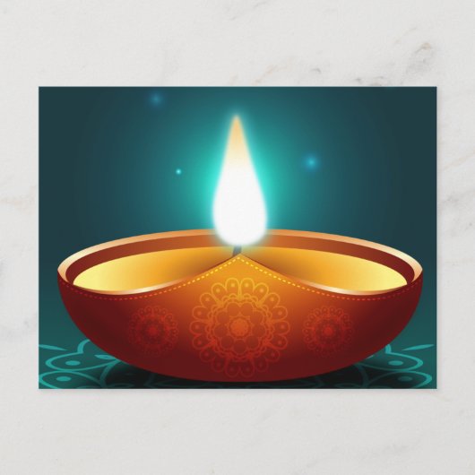 Dark Blue Diwali Candlelight Briefkaart (Voorkant)
