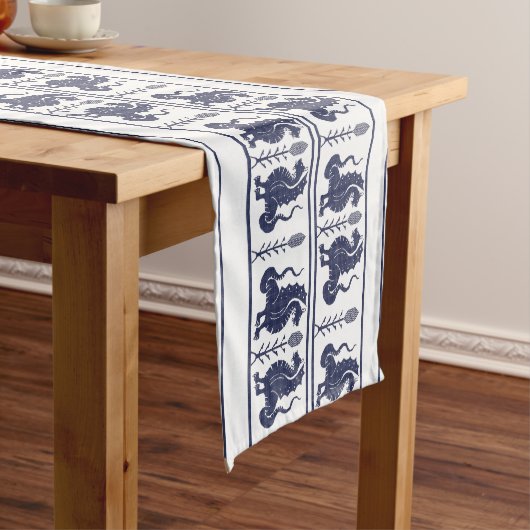 Dark Blue Dragons Table Runner Lange Tafelloper (Voorbeeld)
