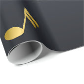 Dark Blue Elegant Music Notes Cadeaupapier (Rol Hoek)