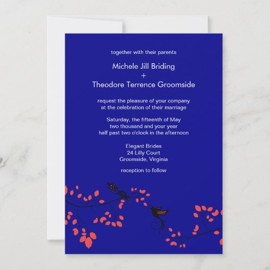 Dark Blue Elegant Spring Weddings Custom Invitatio Kaart (Voorkant)
