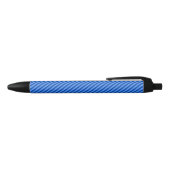 Dark Blue en Lighter Blue Stripes Pattern Zwarte Inkt Pen (Bovenkant)