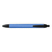 Dark Blue en Lighter Blue Stripes Pattern Zwarte Inkt Pen (Achterkant)