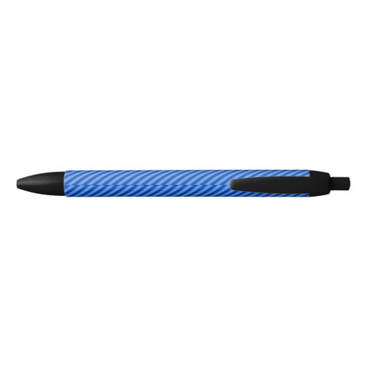 Dark Blue en Lighter Blue Stripes Pattern Zwarte Inkt Pen (Achterkant)