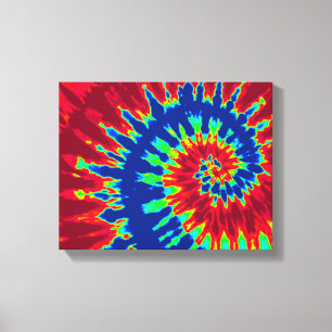 Dark Blue en Red Tie Dye 14-inch x11-inch art Canvas Afdruk