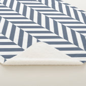 Dark Blue en White Geometric Herringbone Pattern Sherpa Deken (3/4)